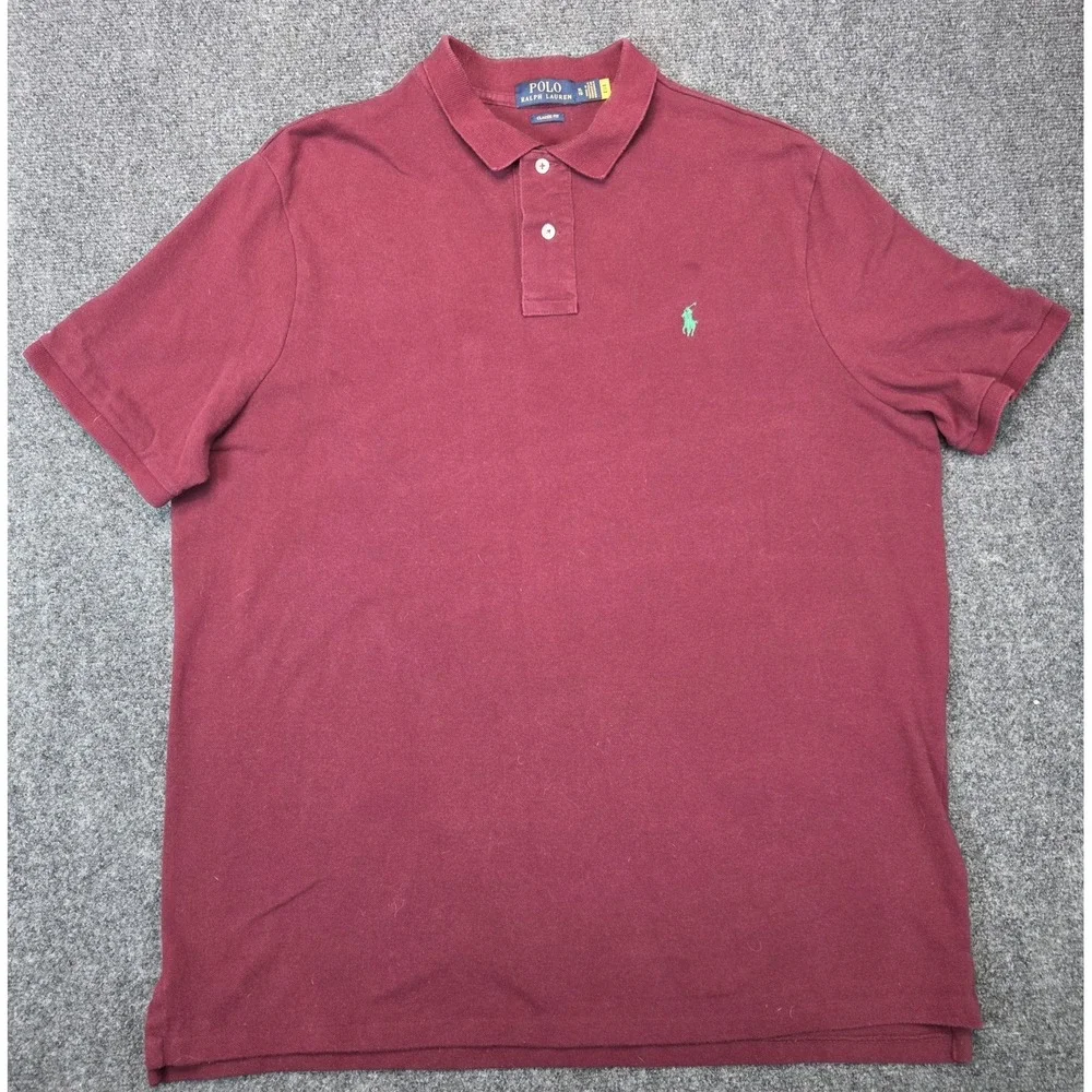 Polo Ralph Lauren Shirt Mens XL Red Golf Green Pony